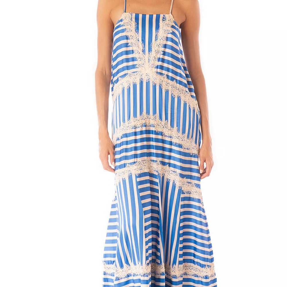 Maaji Rosalia BNWT Blue and White Striped Maxi Dress
